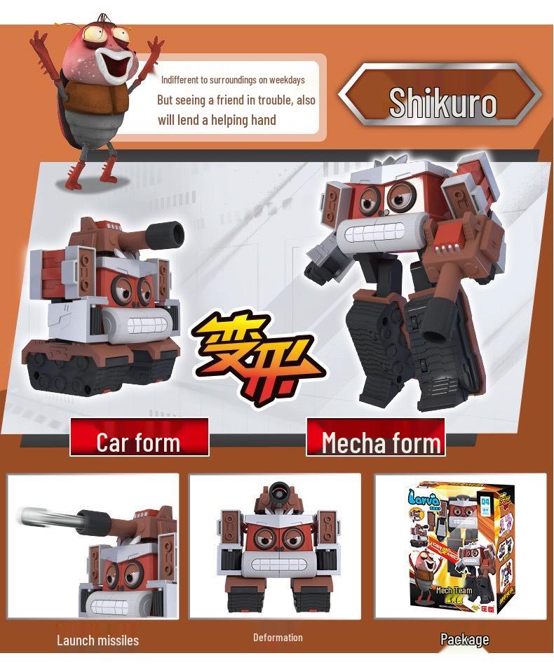 Laughing Larva Toys: Mecha Team Transforming Car-Robot Set for Boys