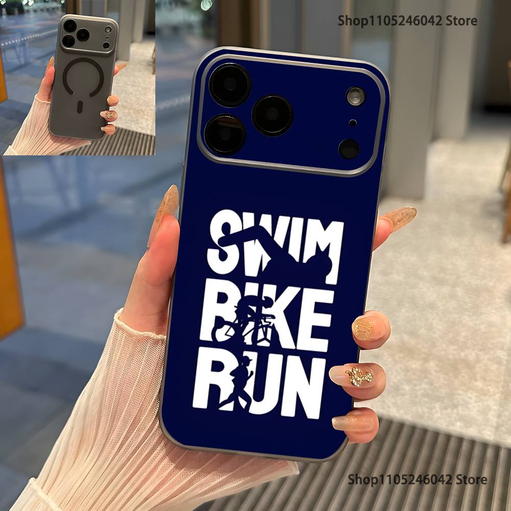 

Triathlon Swim Bike Run Tri Life Transparent gray Phone Case For iPhone 17,16,15,14,13,12Pro,Max,Plus Magnetic Wireless Charging iPhone16