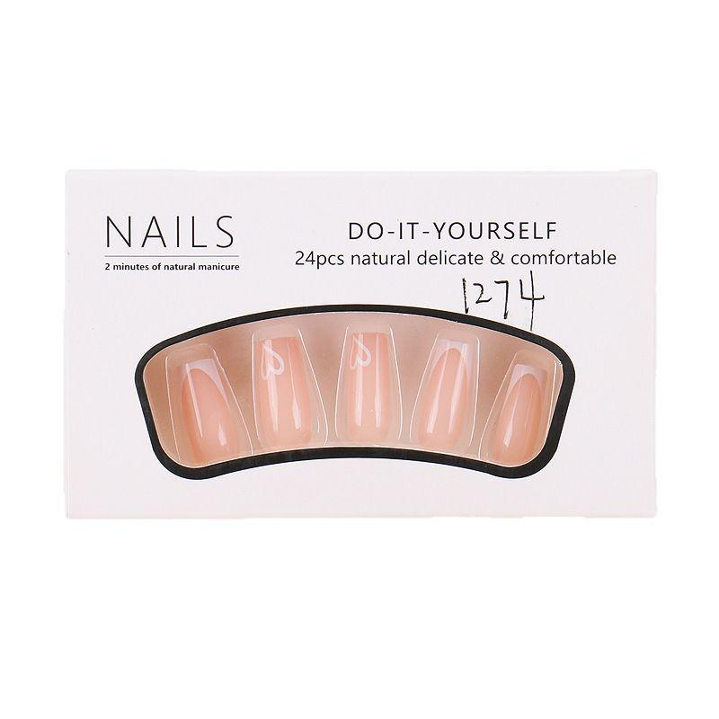 Heart-Shaped Wearable French Manicure Nail Patches - Removable Fake Nail Patches