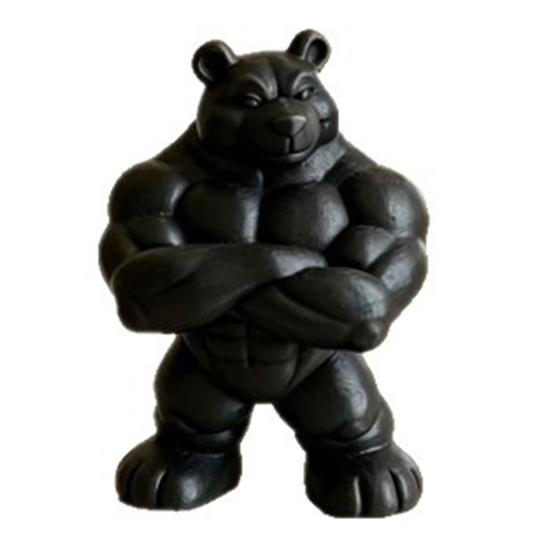 3D Printed Muscle Bear Black Fitness Statue Matte Ornament
