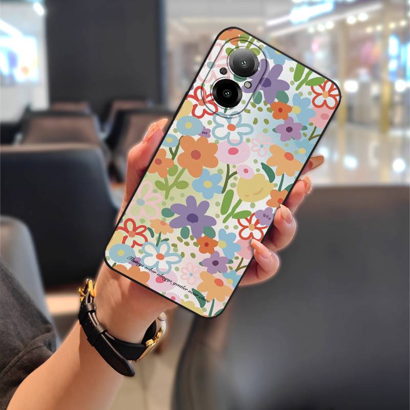 TPU Cartoon Phone Case For Realme C67 4G/Realme12 Lite Oil Painting Waterproof Silicone Durable Back Cover Anti-dust