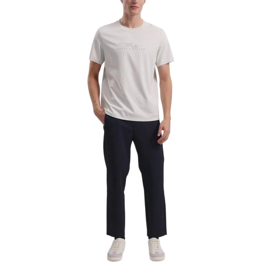 Fila White Minimalist Fashion Classic Basic Casual Sports Versatile Comfortable Short Sleeve T-Shirt Men Tops Steam-Grey F11M613102FGY