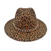 British Woolen Leopard Print Top Hat Men'S And Women'S Jazz Hat Flat Edge Hat Big Eaves Hat