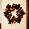 Artificial Leaves Wreath Halloween Wreath Decoration 40cm/15.7inch for Front Door Entryway, Porch, Wall Display Use