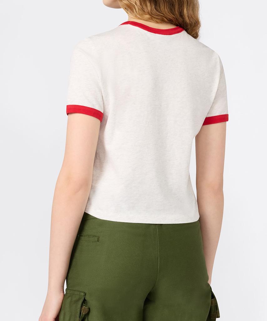 Champion Women'S Sports Team Logo Cropped Ringer T-Shirt Oatmeal