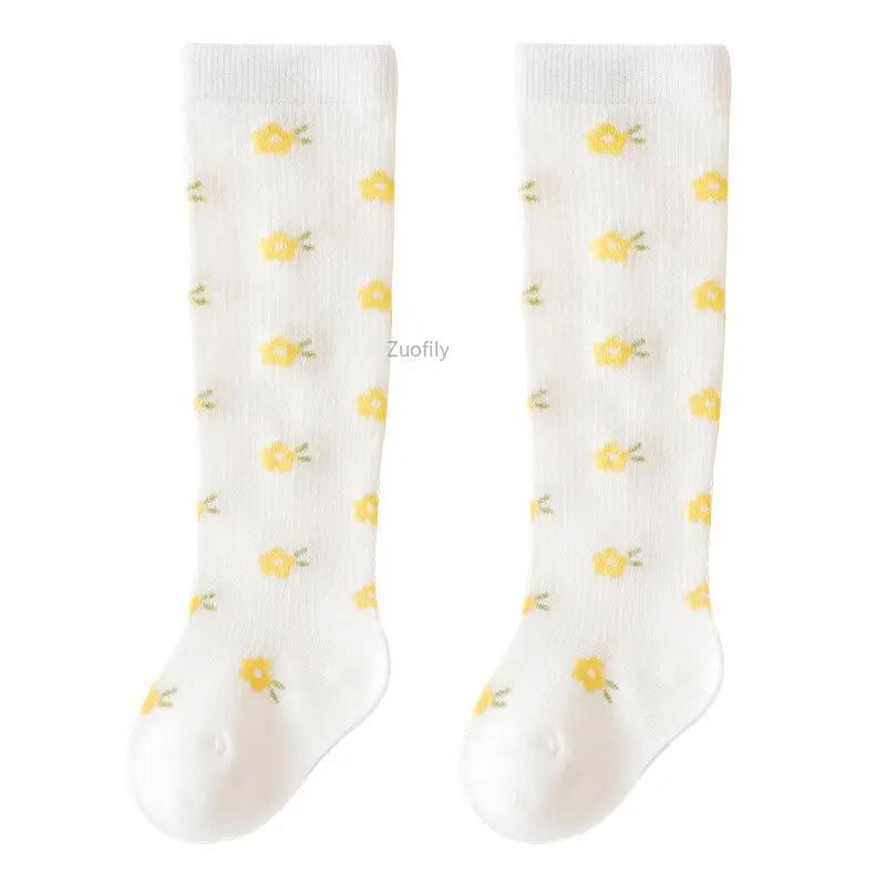 

Милые детские хлопковые гольфы с рисунком из мультфильма, детские носки для девочек, длинные гольфы для мальчиков, летние сетчатые гетры для малышей S 0-6 months белый