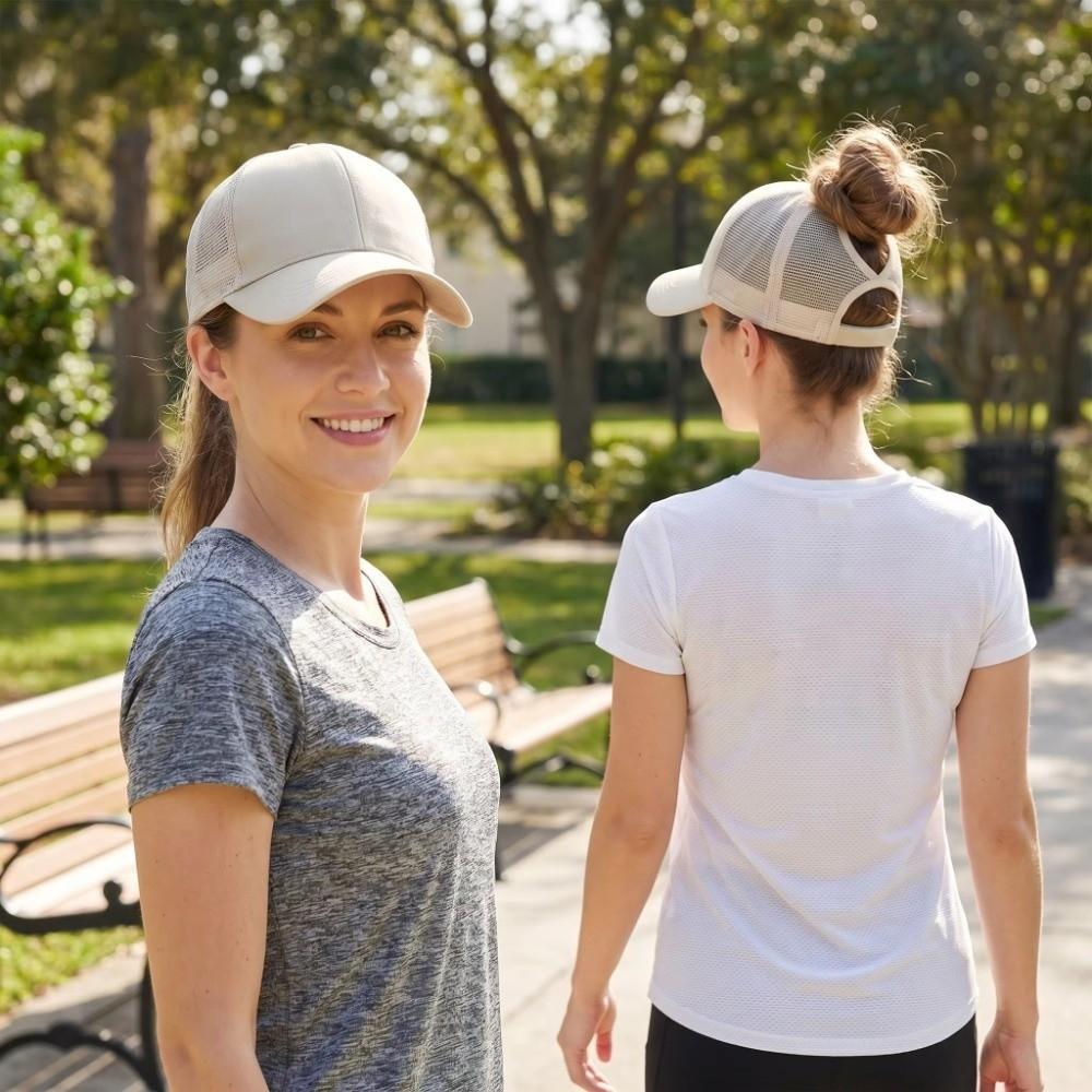 Hollow Out Back Ponytail Hats Breathable Mesh Sun Hats Mesh Baseball Caps for Women and Men