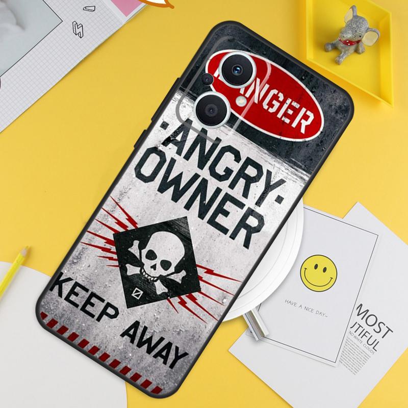 Warning Angry Danger Owner For OPPO Reno 14F 13F 12F 11F 13 12 11 10 14 Pro 7 8 Lite 8T OPPO Find X5 X6 X8 X9 Pro Case