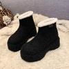 Flats Fur Platform Suede Ankle Boots Women Brand Snow Plush Warm Cotton Shoes Fad High Heels 2025 Trend Cozy Winter Botas Mujer