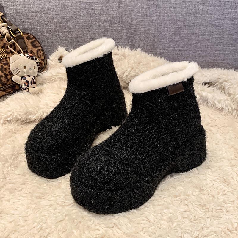 Flats Fur Platform Suede Ankle Boots Women Brand Snow Plush Warm Cotton Shoes Fad High Heels 2025 Trend Cozy Winter Botas Mujer