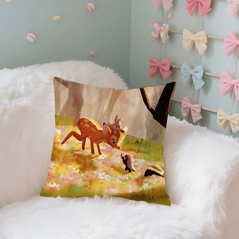 Classic Cartoon BBambiS Kawaii Throw Pillow Covers Pattern Cushion Cover Suitable For Sofa Bedroom Car Pillow Cover