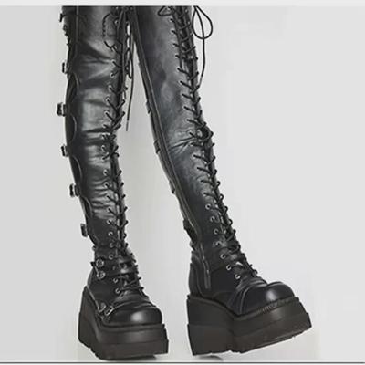Women's Large Over-the-Knee Wedge Heel Boots - Round Toe, Fall/Winter 2022, European & American Style, Knight Boots