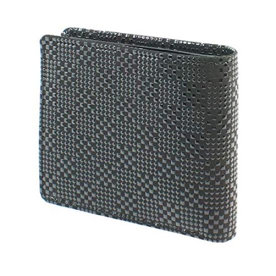 

[Inden-ya] Inden Bifold Wallet with Bill Compartment and Coin Purse, Deerskin, Black with Black Lacquer, Small Checkered Pattern, 2006-01-167