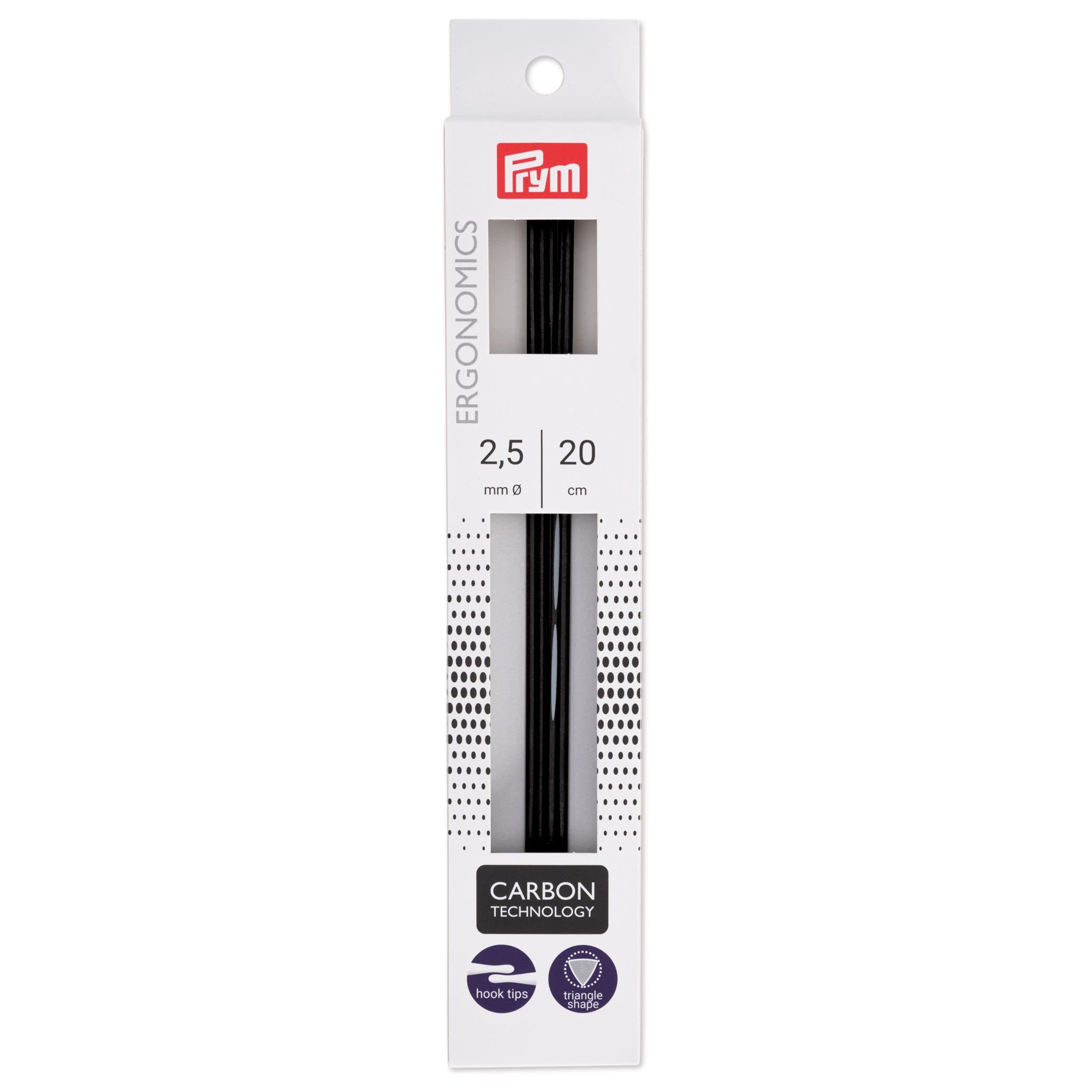 Prym Egonomic Carbon Knitting 5 PRM194221 Needles, Needles, 20cm, 2.5mm, Black, чёрный