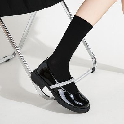 Mary Jane Damenschuhe Lackleder Blockabsatz Retro Loafer Übergröße Damenschuhe