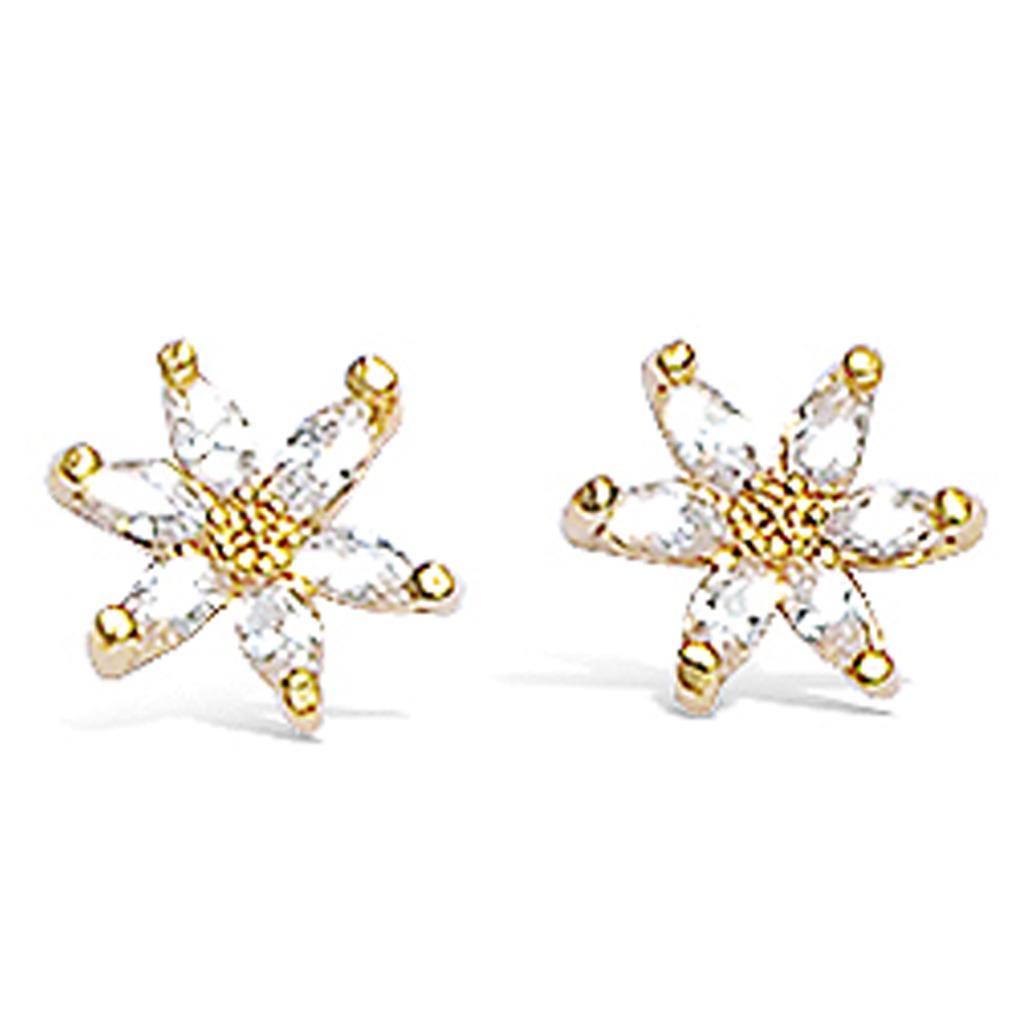 Les Trésors De Lily [K6658] - Gold Plated Earrings 'Flora' White Gold - 8 Mm