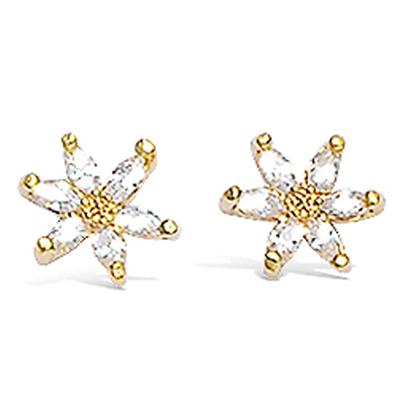 [K6658] - Altın Kaplama Küpe 'Flora' beyaz altın - 8 mm
