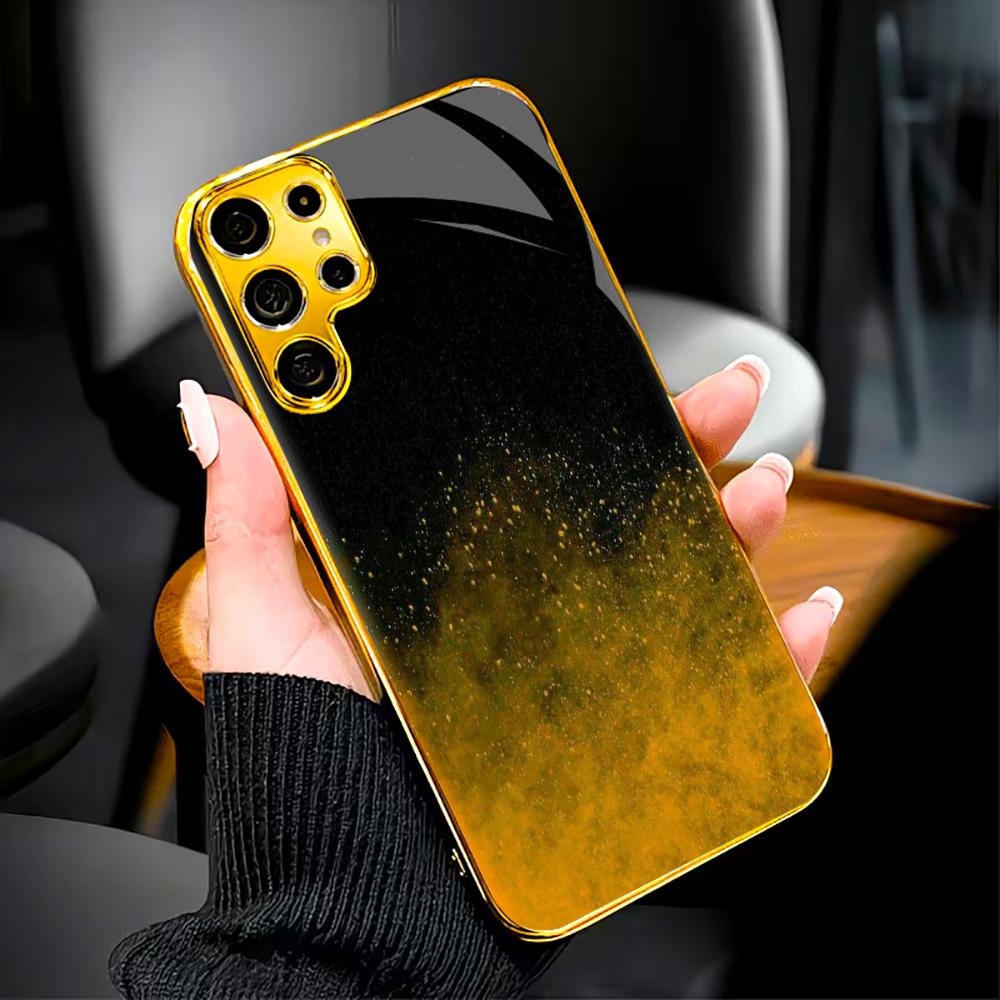Black gold faddish cellphone new Bestseller model PhoneCase Glass PhoneCase for Samsung Galaxy S26 S25 S24 S23 S22 FE,Ultra,Plus