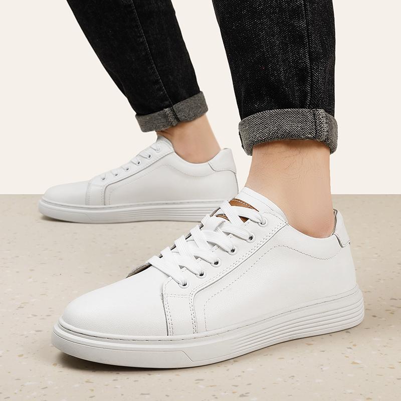 Fashion Lightweight Skate Shoes Lace-Up Men Flats Classic Sneakers New Genuine Leather Casual Shoes Men All-match Outdoor Walking Shoes