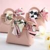 Distribute Leather Pink Gift Bags Wedding Favour Bag for Guest Mini Handbag with Ribbon Candy Packaging Box Party Decor