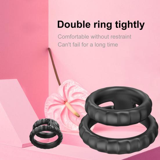 Durable Penis Ring Comfortable To Wear Skin-friendly Portable Dildo Foreskin Delay Double Ring for Bathroom