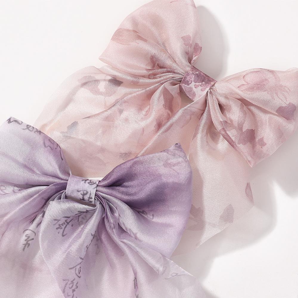 2Pcs Baby Hair Clip for Girls Hair Tie Ink Style Bow Kid Hair Accessory Sping Autumn Princess Children Hairband