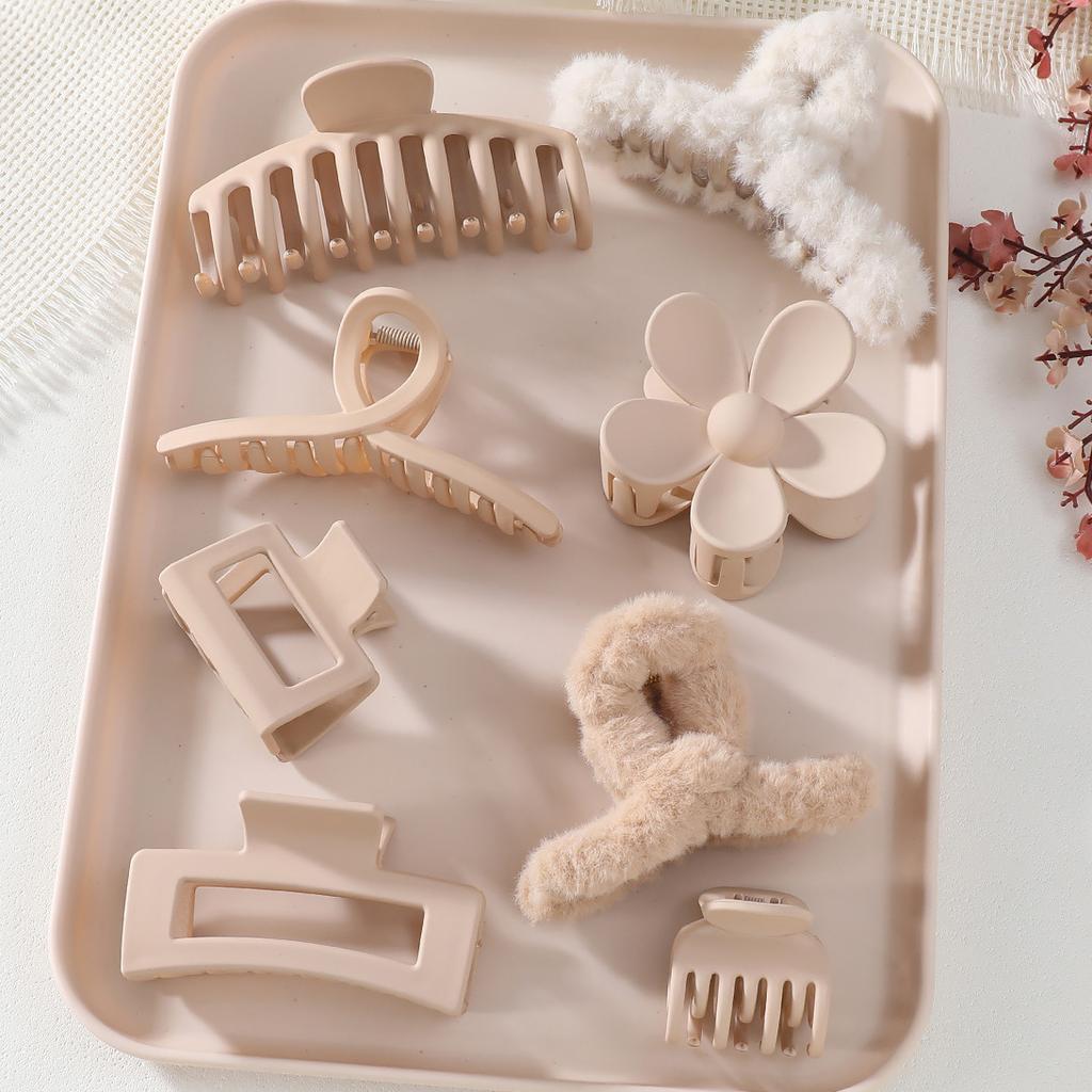 8Pcs Fashion Hair Clips for Women Neutral Colors Large Hair Claw for Thin Thick Hair Matte Hairpins Women Hair Accessories