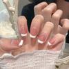 10 Pcs White French Handmade Short Square Press On Nails Simple Artificial False Nail Tips