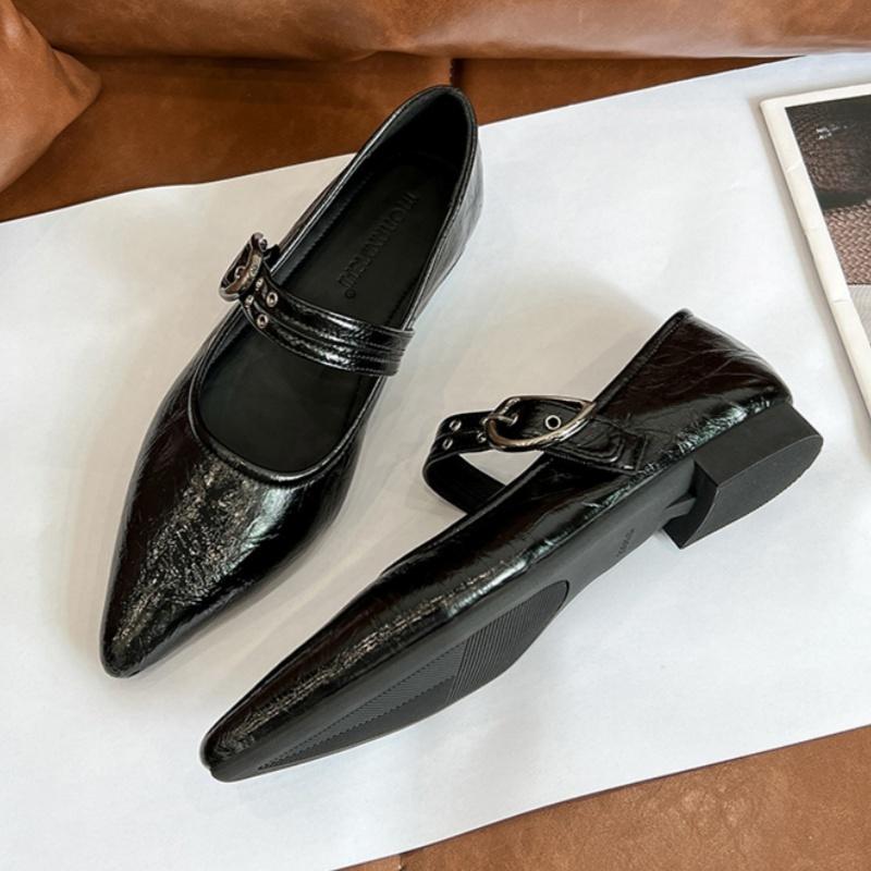 

Fashion Designer Women Flat Shoes 2025 Spring New Retro Pointed Toe Women Shoes Elegant Temperament Comfy Buckle Women Flat Shoes 35 чёрный