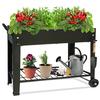 Raised Garden Planter Beds with Wheels Legs Large Planters Box for Indoor Outdoor Plants Metal Galvanized Elevated Rectangle He