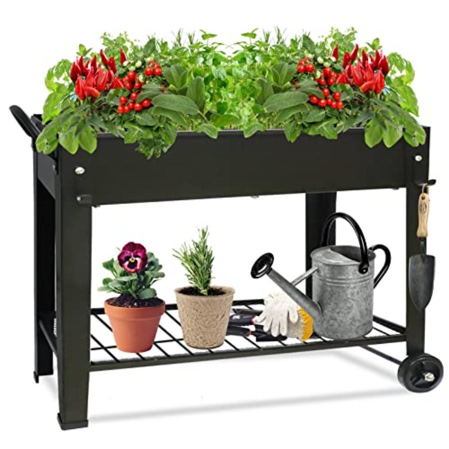 

Raised Garden Planter Beds with Wheels Legs Large Planters Box for Indoor Outdoor Plants Metal Galvanized Elevated Rectangle He United States