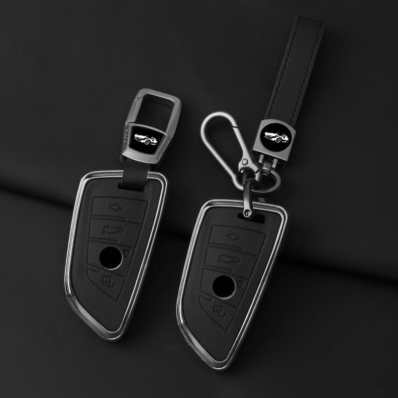 Zinc Alloy Leather Car Key Case For Bmw X1 X3 X5 X6 X7 1 3 5 6 7 Series G20 G30 G11 F15 F16 G01 G02 F48 Protective Accessories