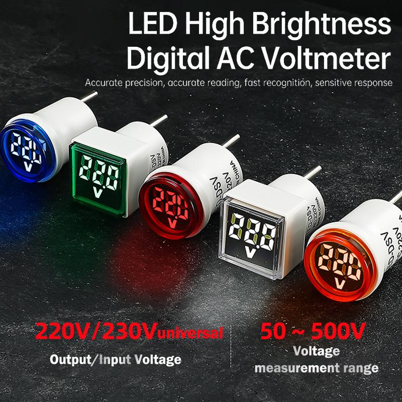 1 buc. Priză UE LED Monitor Digital Casnic AC 50V~500V Voltmetru Indicator Luminos Circular Universal AC220V