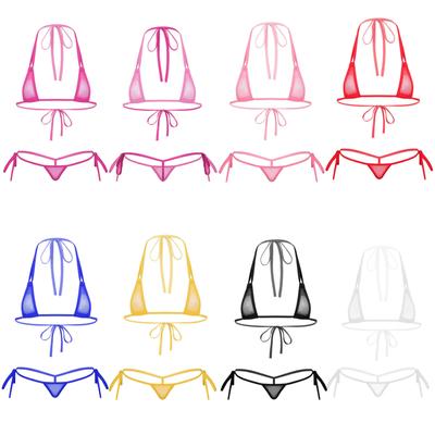 Mini Micro Bikini Set Top Tanga String Transparent Mesh Frauen Sexy Dreieck Bademode Badeanzug Badeanzug Strand Sonnenbad Biquini