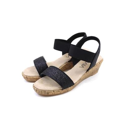 Amazing Rubber Sandals for 5cm Wedge Ankle LL [Vivian] Women, Heel, Strap, V45200SM, Black, (24.5cm)
