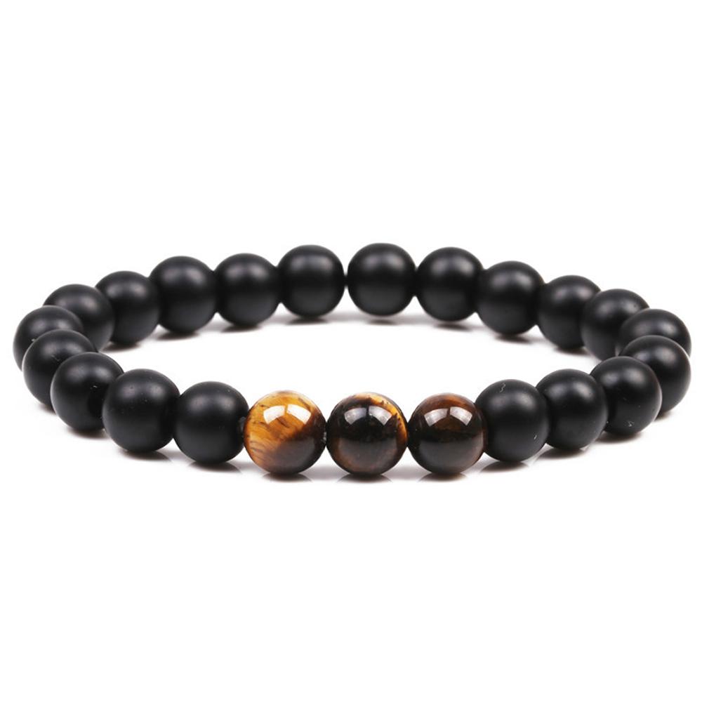Chakra Beaded Bracelet Men 8mm 12mm Natural Stone Lava Rock Tiger Eye Onyx Matte Howlite Healing Beads Charm Yoga Women Jewelry