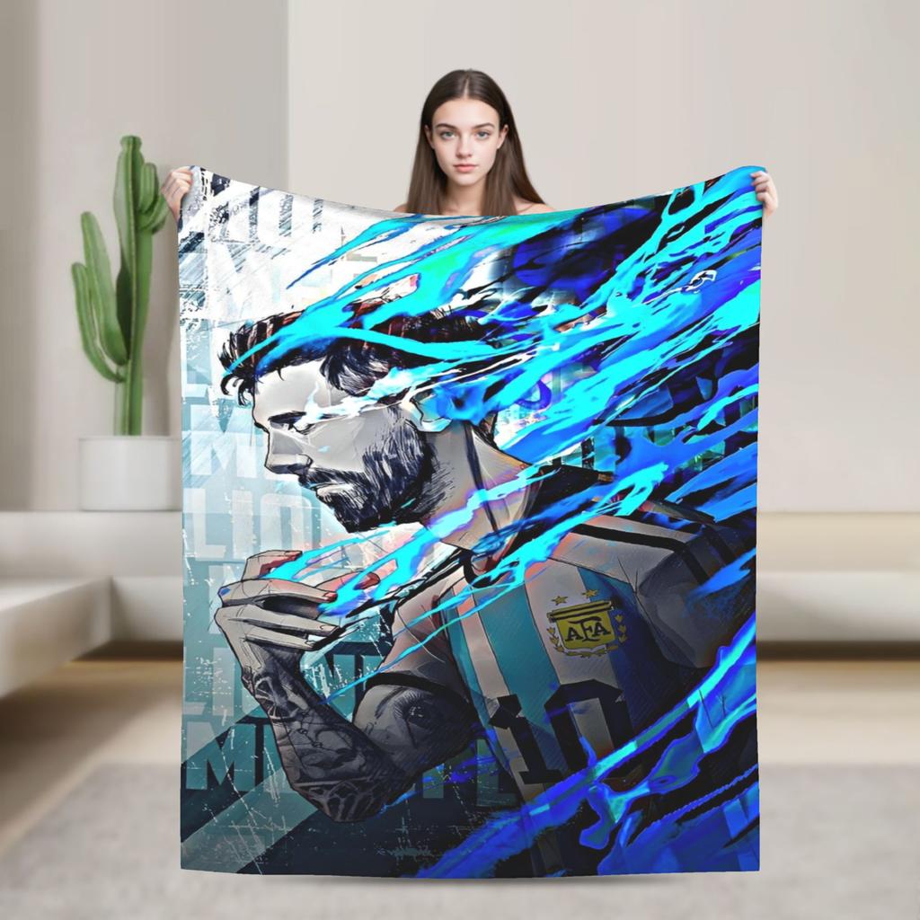 Argentina Number 10 Football Soccer Flannel Blanket Messied Awesome Throw Blanket for Home Hotel Sofa 150*125cm Bedspread