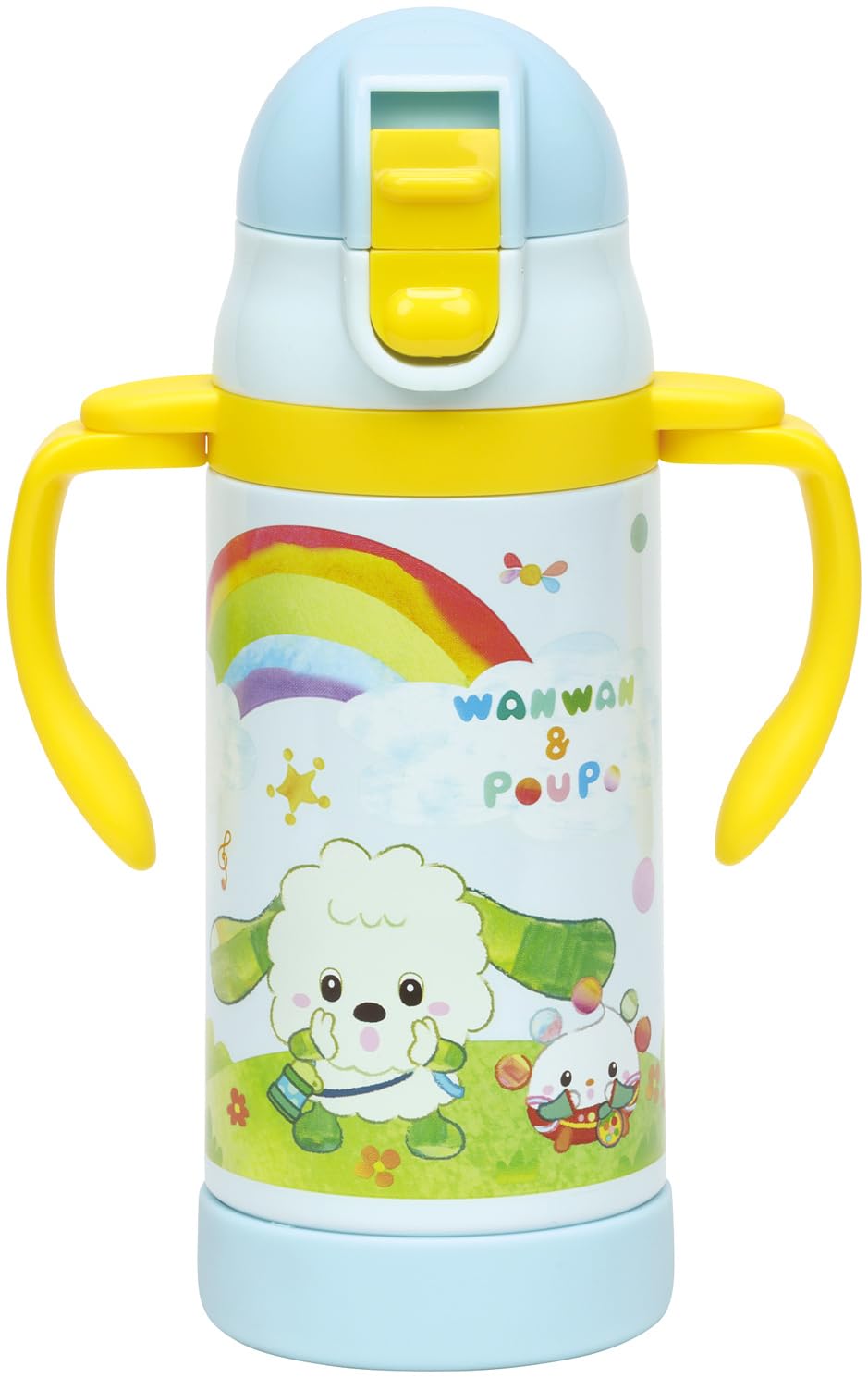 

Бутылка для воды из нержавеющей стали Skater с ручками и детской соломинкой Inai Inai с двумя ручками, 350 мл, Кружка, Баа, 25 см, STWM3N-A