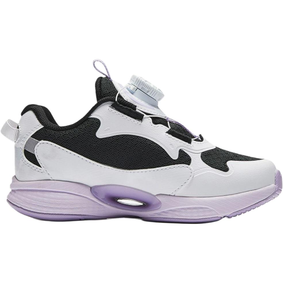 Anta Kids Synthetic Leather Comfortable Versatile Non-Slip Wear-Resistant Breathable Low-Top Running Shoes Kids sneaker Black White Purple 322449905-2