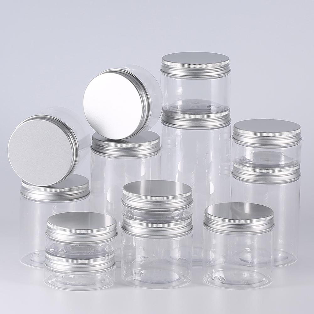 10/30pcs 50ml 100ml 150ml 250ml Empty Cosmetic Cream Jar with Aluminum Lid Storage Jar Makeup Bottle PET Makeup Pot Travel