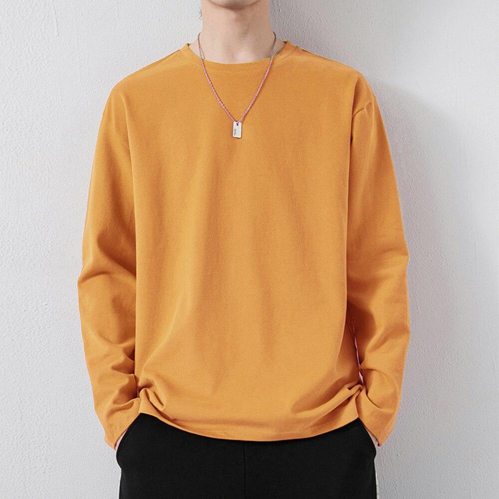 Herren-T-Shirt in Markenqualität aus 100 % Baumwolle, einfarbig, für Herren, mit langen Ärmeln, reine Farbe, Damen-T-Shirt, T-Shirts für Männer