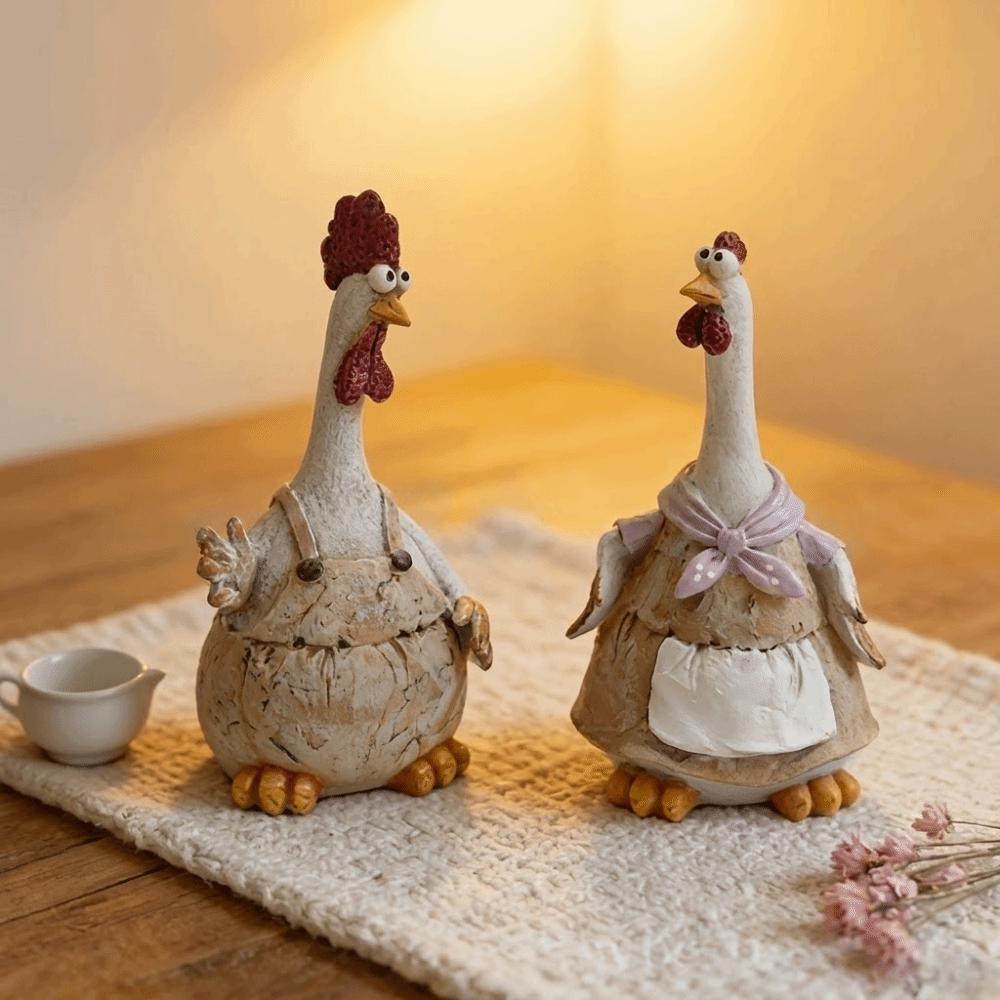 Funny Rooster Statue Cartoon Animal Shaped Garden Ornament Hen Statue Lawn Decoration