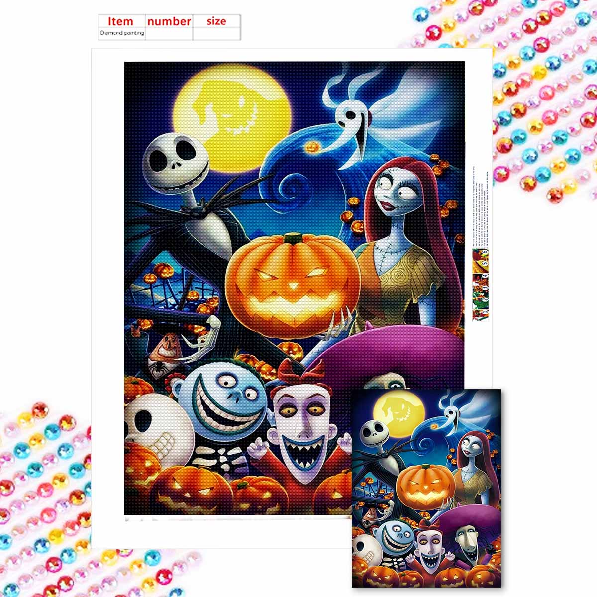 

Наборы для алмазной живописи 5D DIY для взрослых, Хэллоуинский череп, наборы с полными круглыми кристальными алмазами для начинающих для украшения стен дома Round 20x30cm