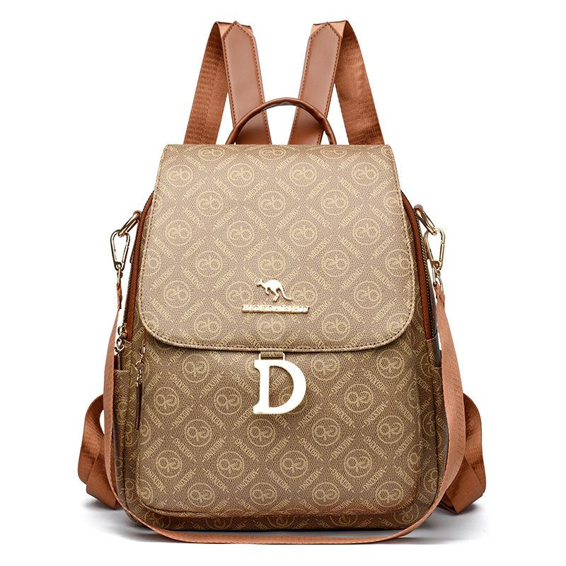 Schoolbag Printed Backpack Women's New Retro Trend Multi-functional Dual-purpose Casual Backpack Simple Large-capacity Travel Bag
