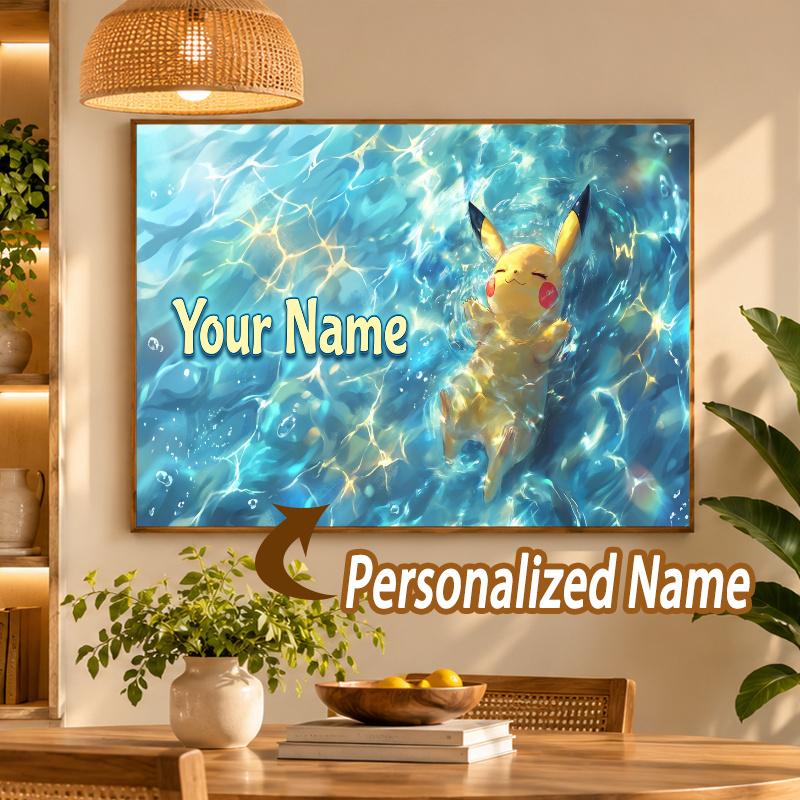 Pikachu Custom Name Diamond Painting Personalized 5D Full Drill DIY Diamond Art Home Decor