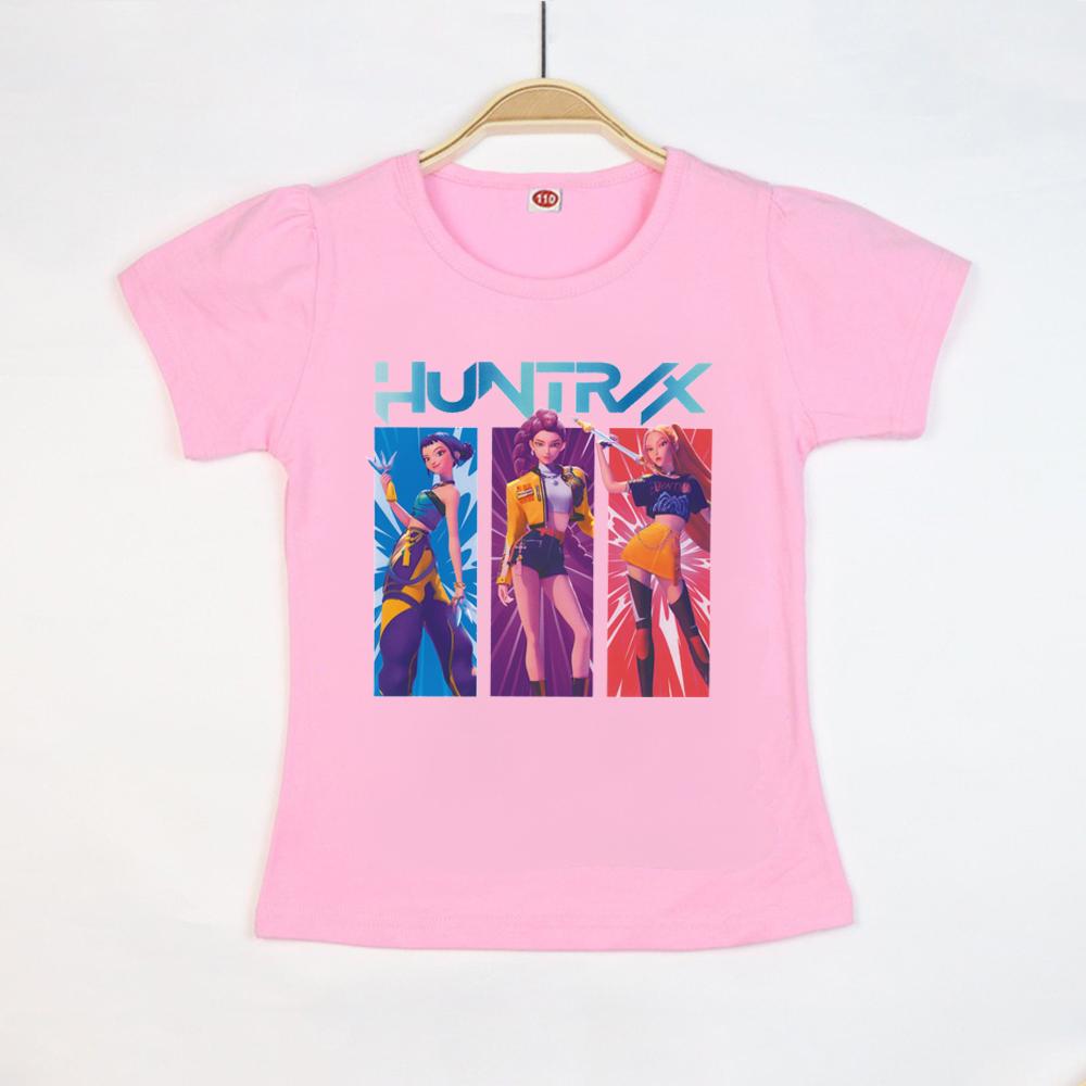 New T-shirt Anime Kpop Witch Hunting Group Printing Children T-shirt Fashion Casual Cartoon T-shirt Girls Children's Clothing
