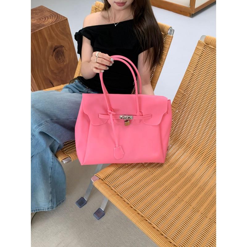 Borsa Tote in PVC Trasparente tipo Gelatina con Chiusura Borsa a Spalla Grande Capacità per Uso Quotidiano