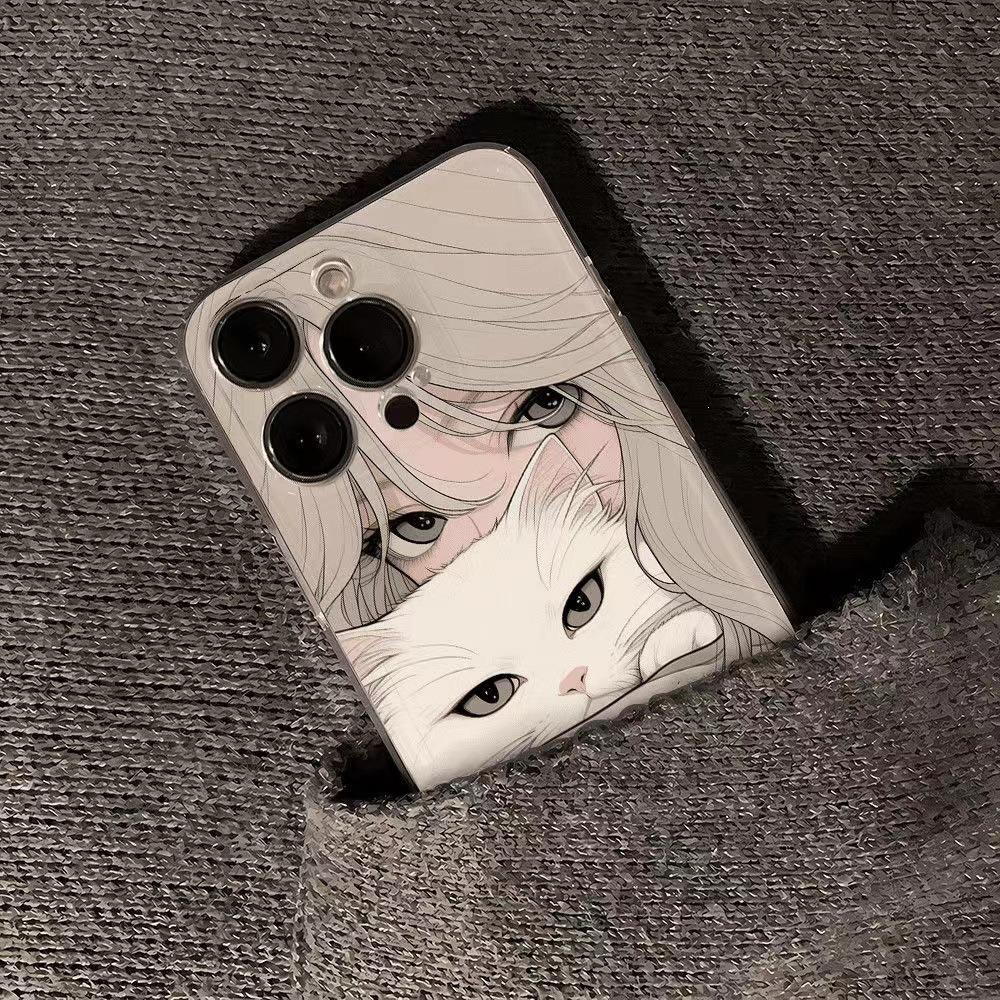 Couple Cat Mobile Phone Case All-inclusive for Apple iPhone15Pro Mobile Phone case/16PRO/14/15/13 XR
