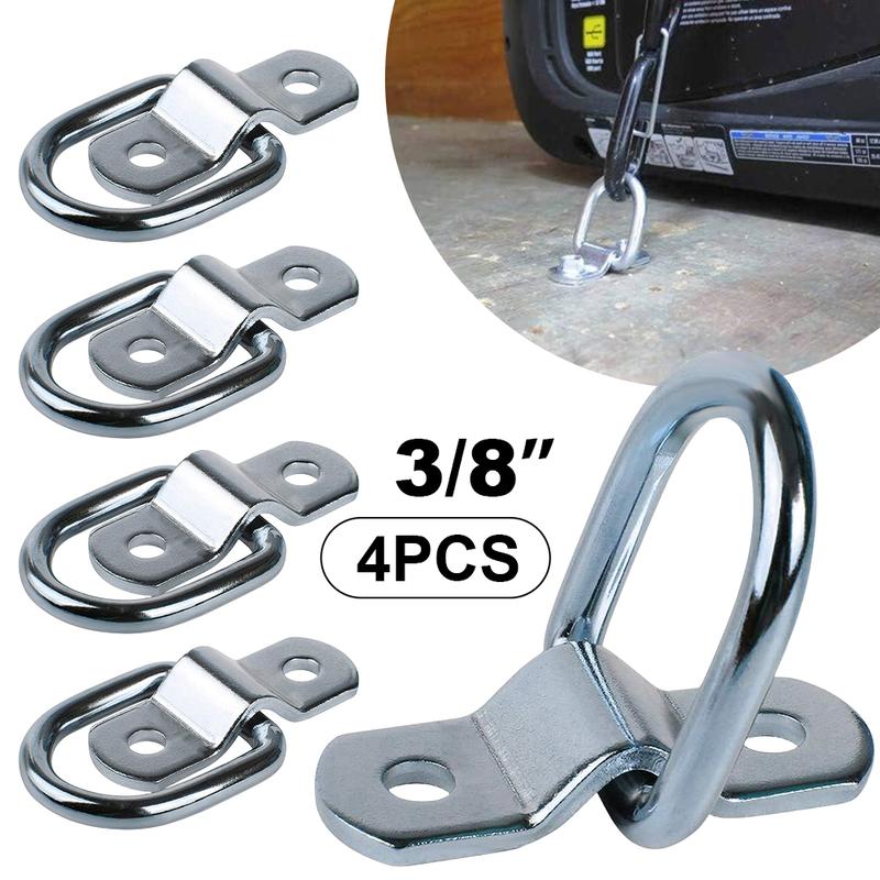 4Pcs 3/8 Heavy Duty D Rings Tie Down Anchors 2400LBS Surface Floor Mount Tie Down Ring Trailer Lorry Truck Marine Rope Fastener
