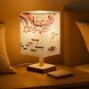 Lamp with Wooden Base for Night, Bed Room, Living Room, Home & Decor- Square Lamp Shades for Living Room with Light (Bulb Included)